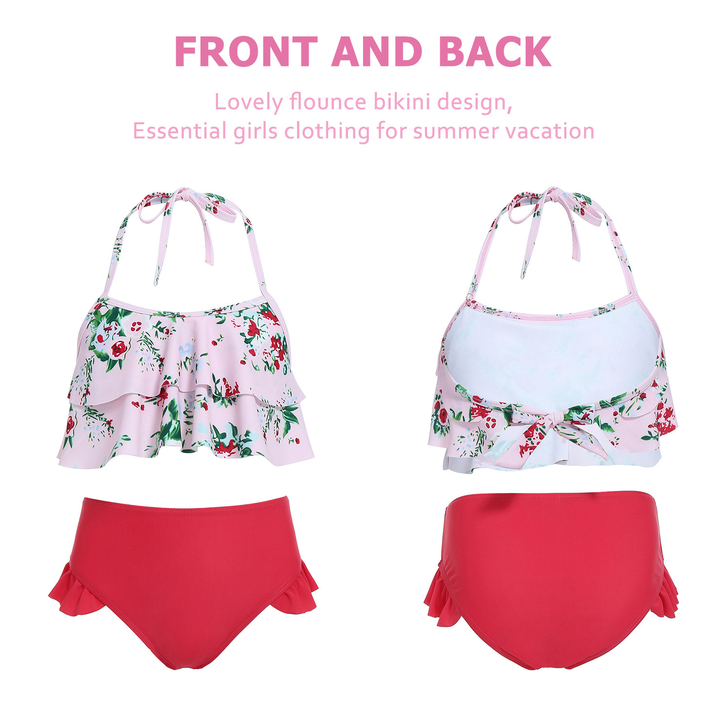 GAZIAR Girls’ Two Piece Swimsuits Flounced Mermaid Bikini Set UV Protection Beach Bathing Suit 